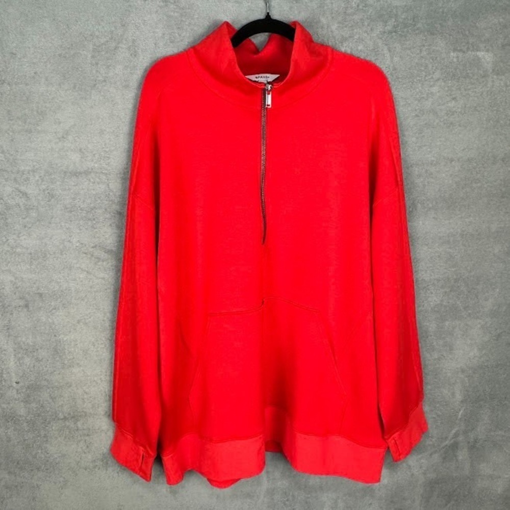 Spanx Airessentials Top Womens 2X Red Half Zip Tunic Long Sleeve Comfort Stretch